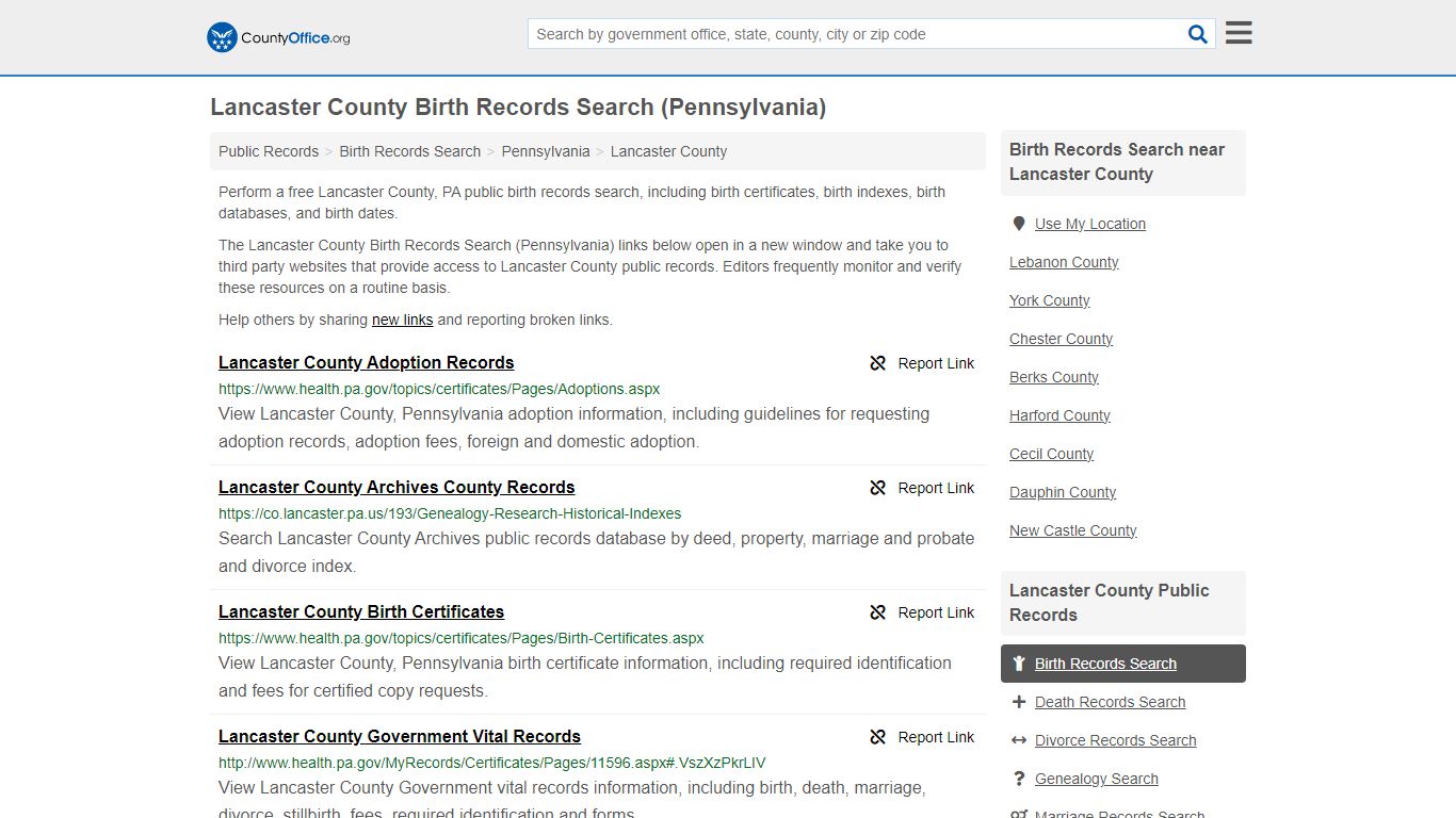 Lancaster County Birth Records Search (Pennsylvania)