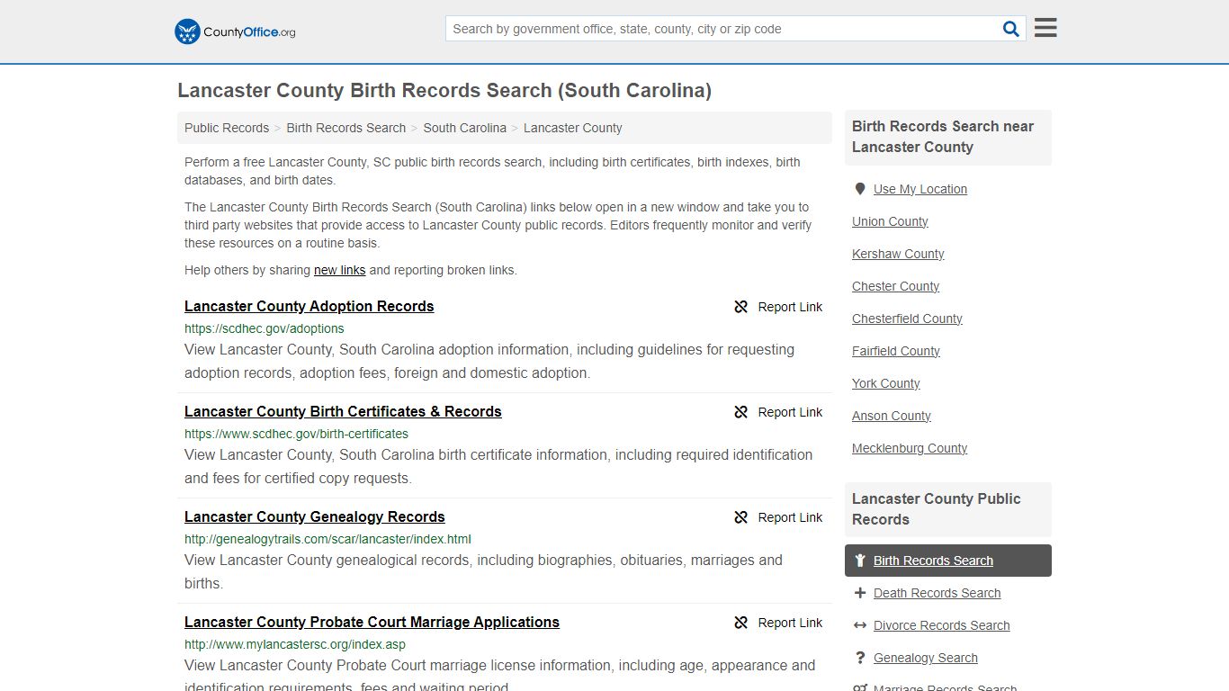 Birth Records Search - Lancaster County, SC (Birth Certificates ...